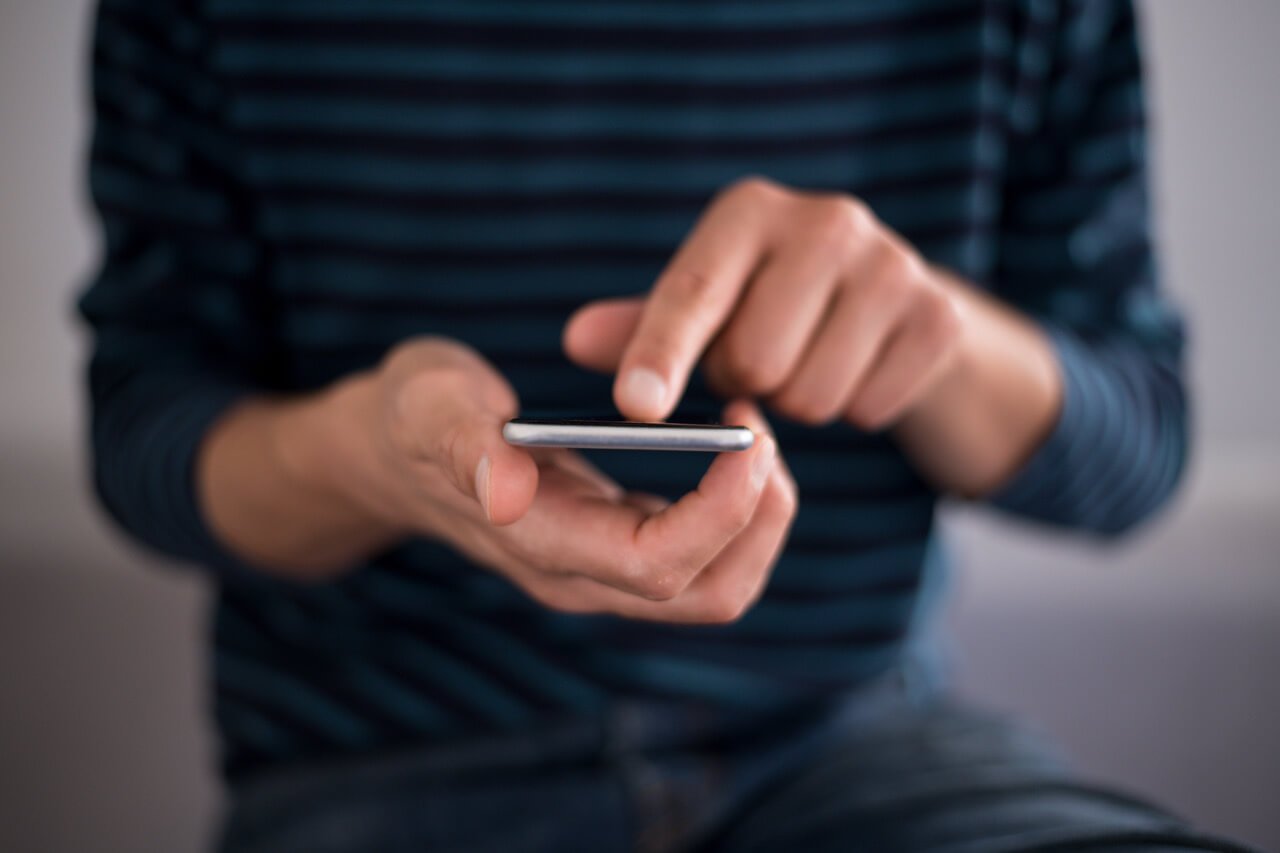Patient using a phone